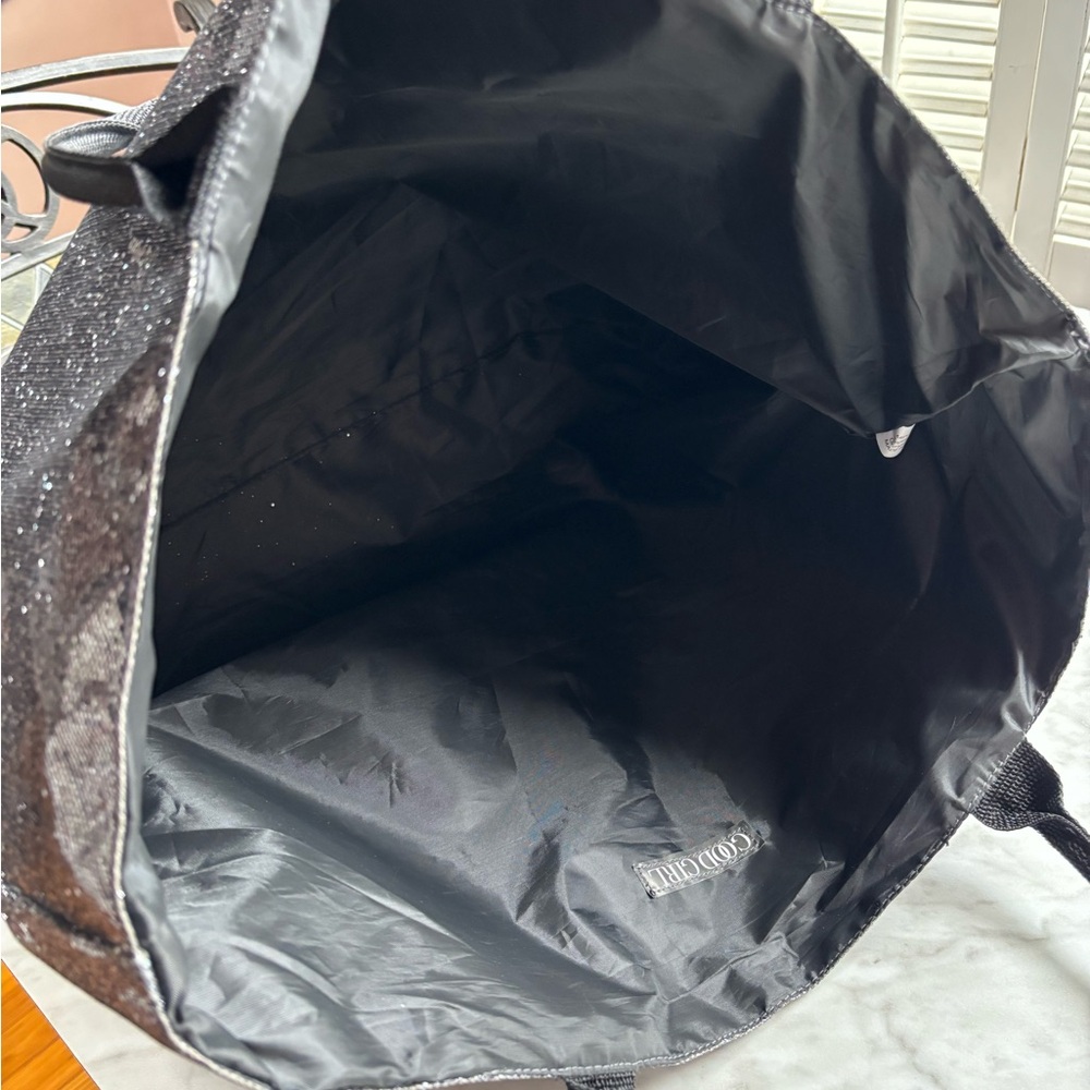 Carolina Herrera-Good Girl Glitter Tote Bag Shopper Overnight Bag ~Black/Silver - Picture 5 of 8